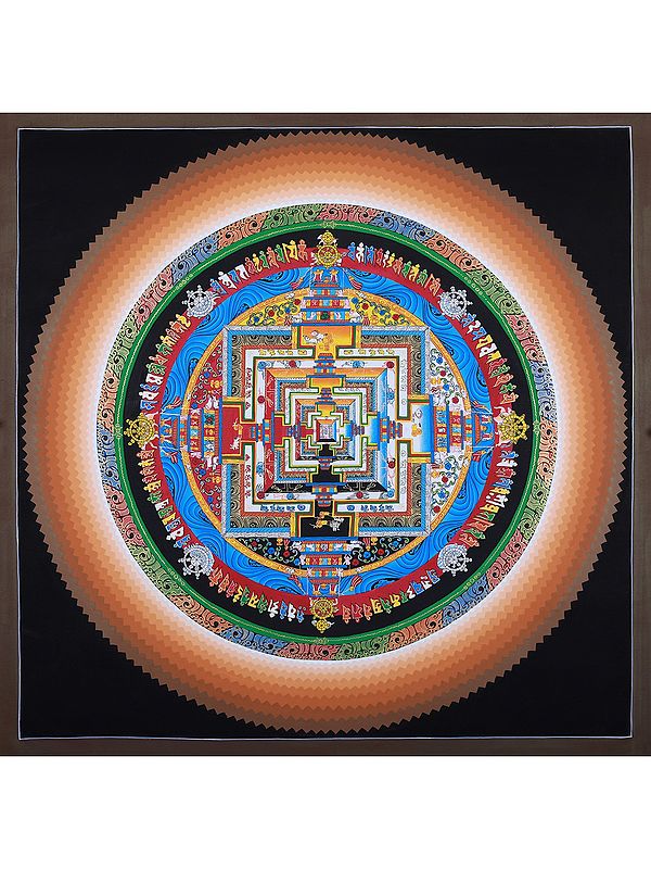 Spiritual Mantra Mandala | Brocadeless Thangka Painting