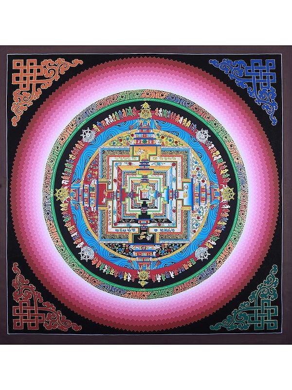 Multicolor Hand-Painted Mantra Mandala | Brocadeless Thangka Painting