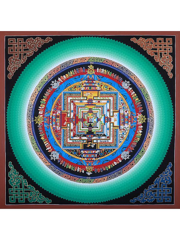 Hand-Painted Auspicious Mantra Mandala | Brocadeless Thangka Painting