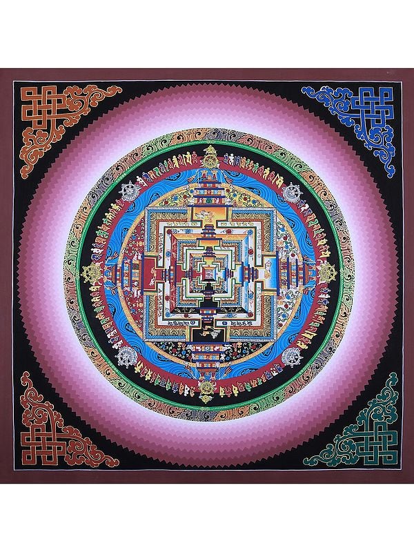 Hand-Painted Mandala With Mantra | Brocadeless Thangka Painting