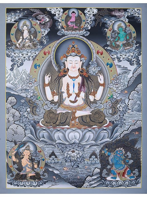 Tibetan Buddhist Deity Kharchedi | Brocadeless Thangka Painting