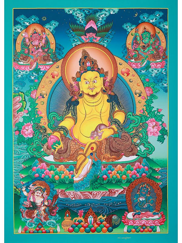 Seated Angry Lord Kuber | Tibetan Thangka Painting