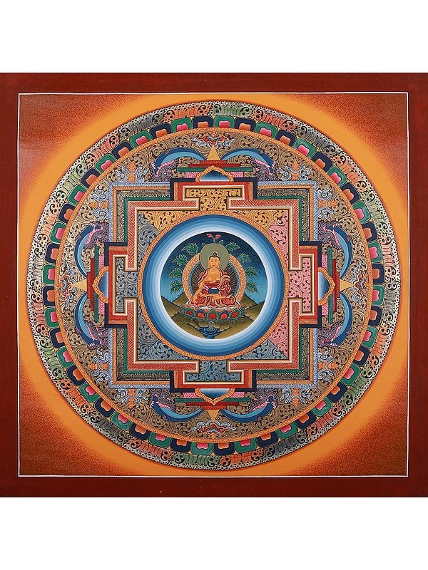 Lord Buddha Mandala Hand-Painted | Tibetan Thangka Painting