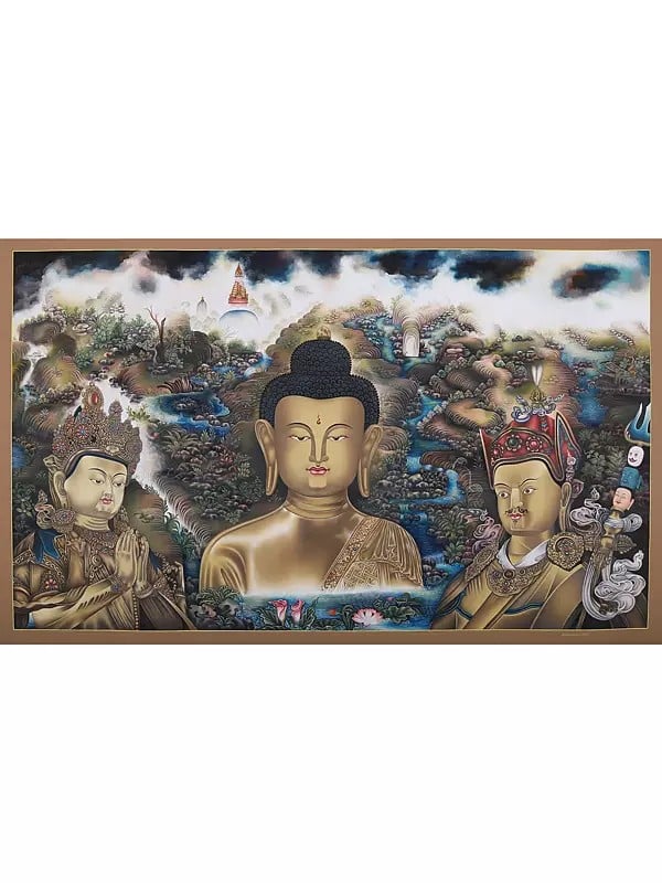 Tibetan Thangka Painting Of Buddhist Deity Lord Buddha