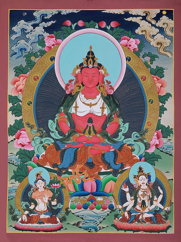 Lord Aparmita Buddha Hand-Painted | Tibetan Thangka Painting