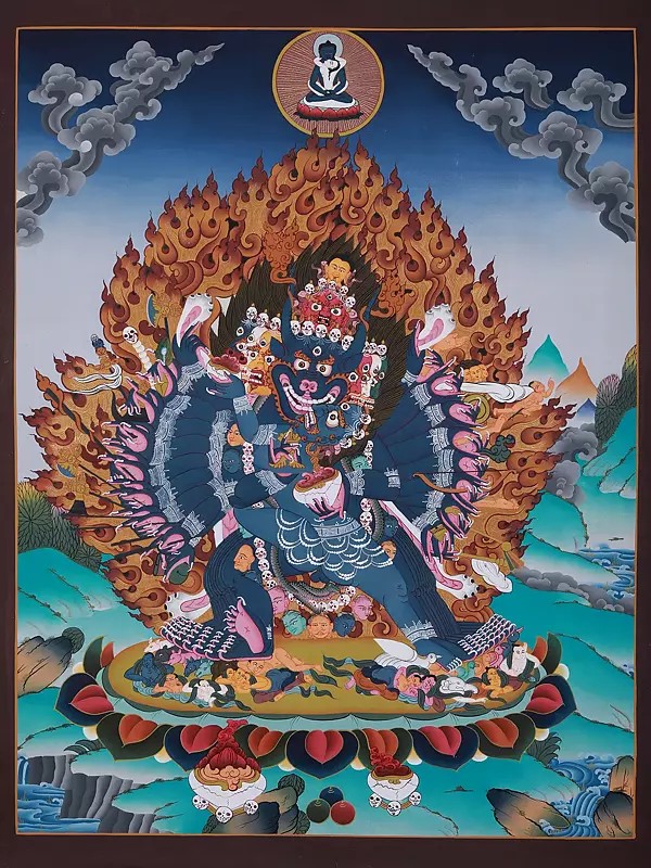 Tibetan Buddhist Mahakala (Yamantaka) | Tibetan Thangka Painting