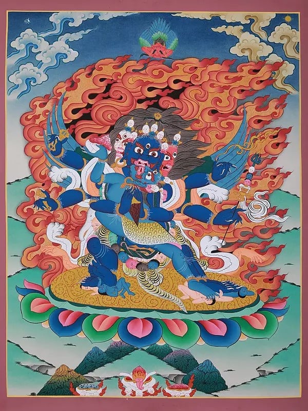 Wrathful Deity Yamantaka | Brocadeless Thangka Painting