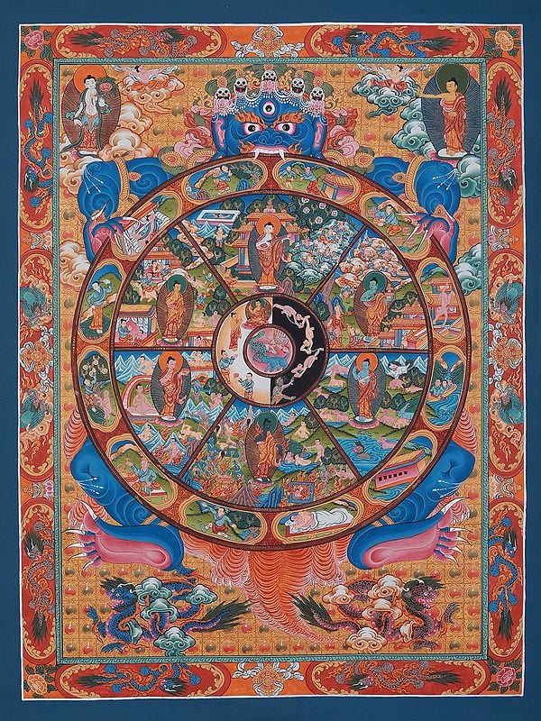 The Story Of Buddha's Life | Tibetan Brocadeless Thangka Painting