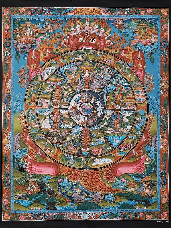 Mandala Of Buddha Life | Tibetan Brocadeless Thangka Painting