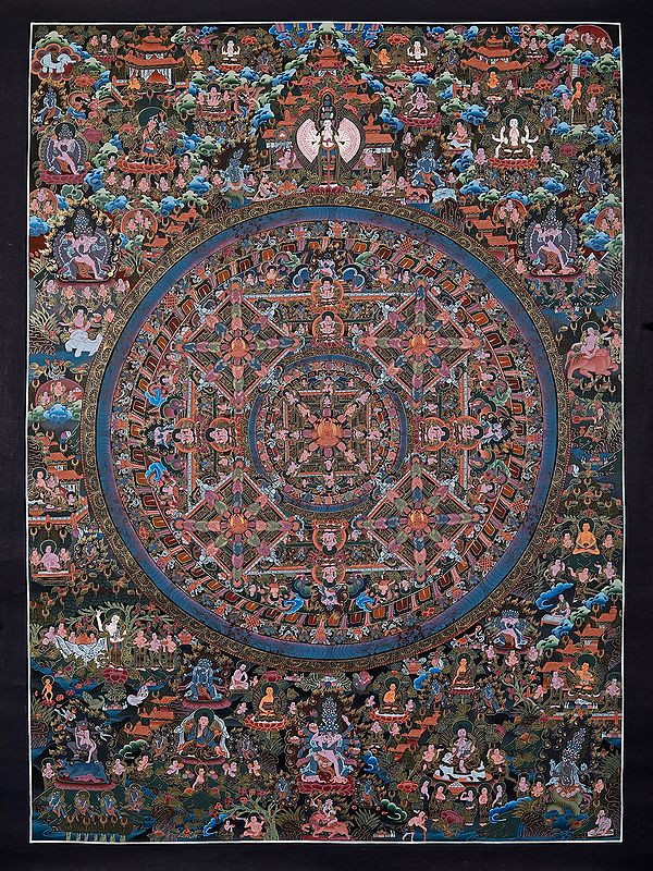 The Buddhist Mandala | Tibetan Brocadeless Thangka Painting