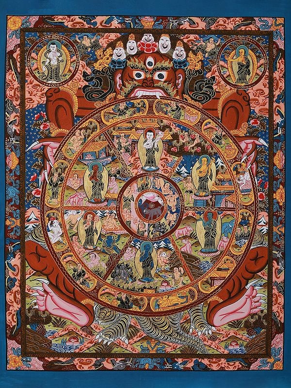 Boddhisattva - Cycle Of Life | Tibetan Brocadeless Thangka Painting