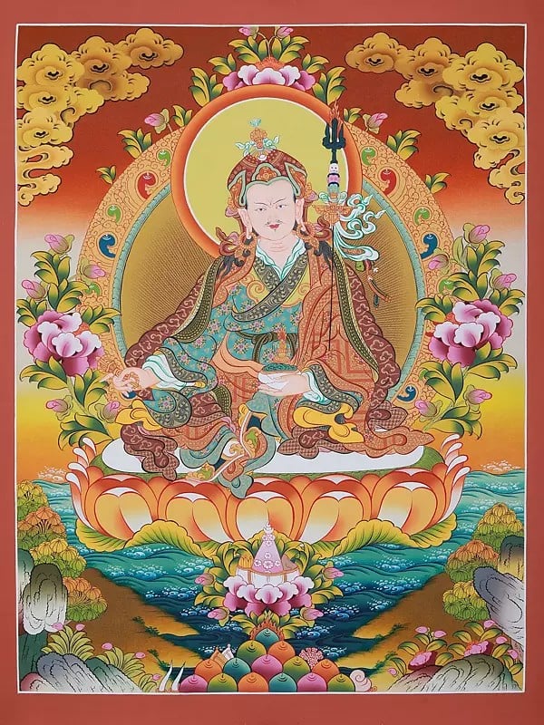 The Tibetan Guru Padmasambhava | Brocadeless Thangka Painting