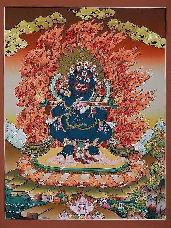 The Angry Buddhist Mahakala | Brocadeless Thangka Painting