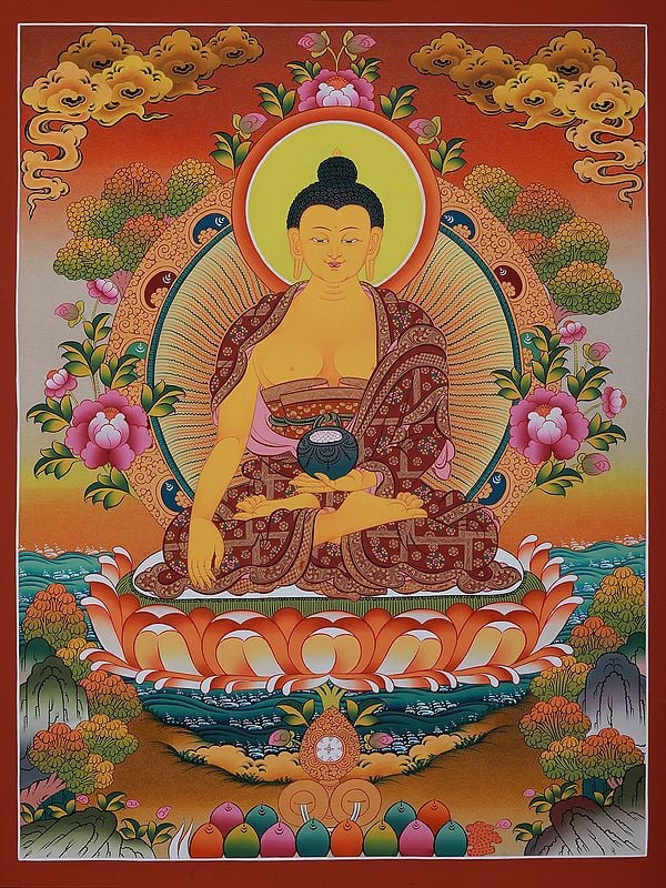 Shakyamuni Buddha In Meditation | Brocadeless Thangka Painting