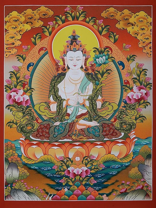 Tibetan Vajrasattva | Brocadeless Thangka Painting