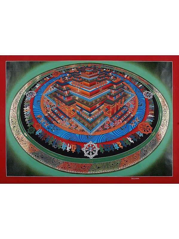 Buddhist Kalachakra Mandala | Brocadeless Thangka Painting