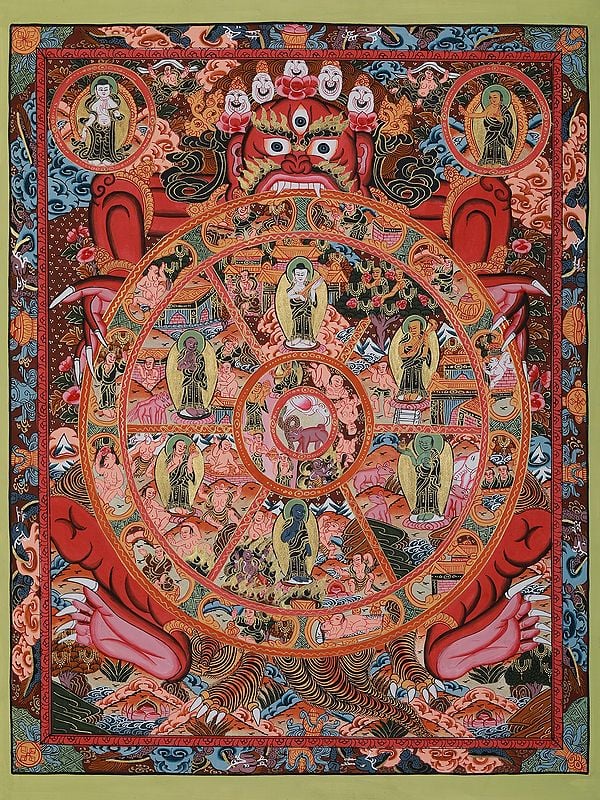 Tibetan Wheel Of Life Story | Brocadeless Thangka Painting