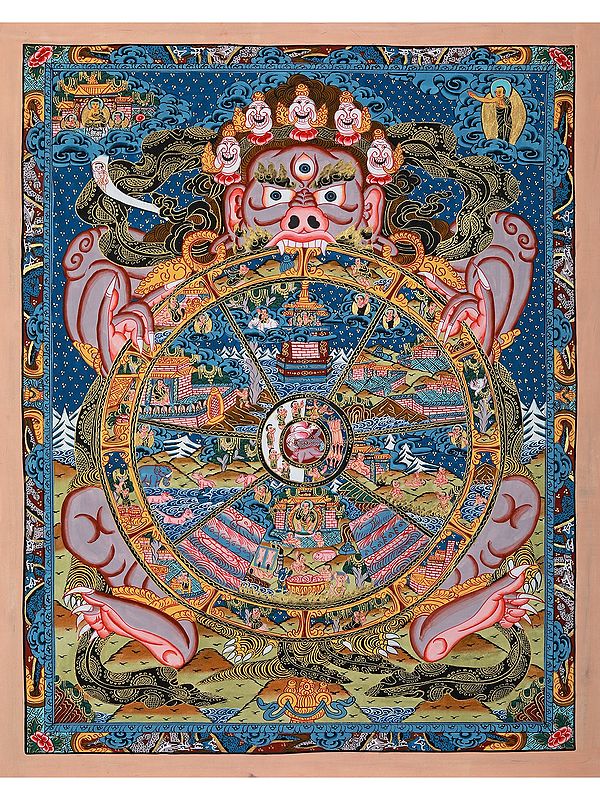 Tibetan Life Chakra | Brocadeless Thangka Painting