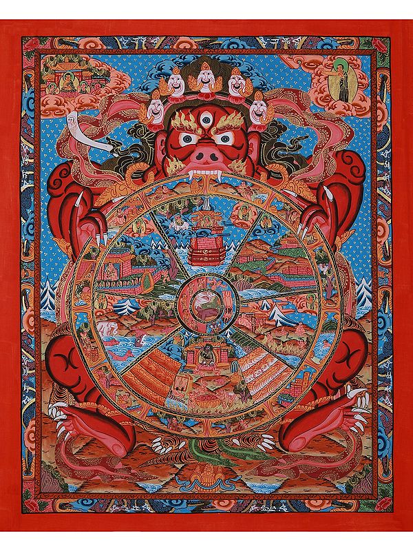 Tibetan Bhavachakra - Life Wheel | Brocadeless Thangka Painting