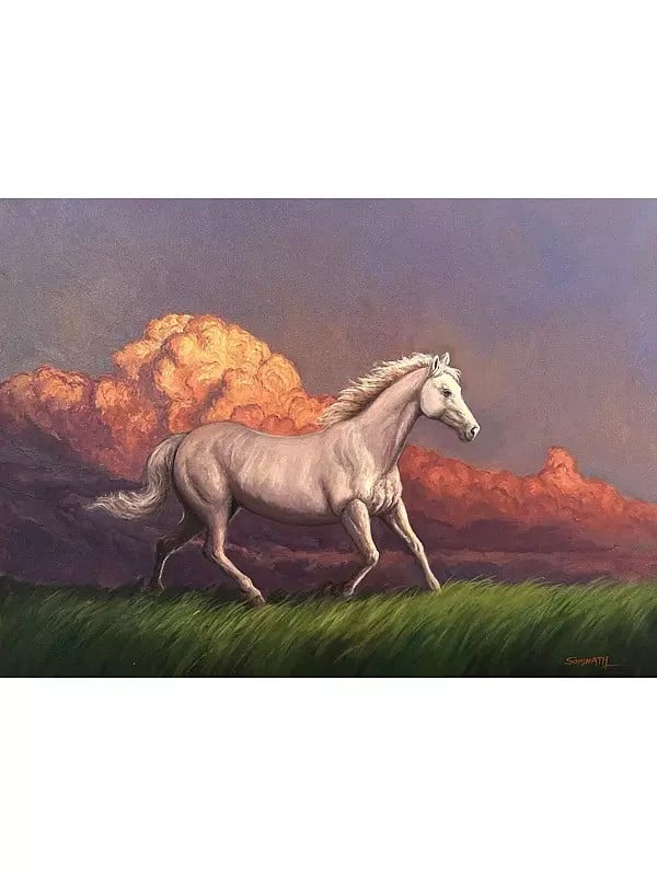 The Running Horse | Oil On Canvas | By Somnath Harne