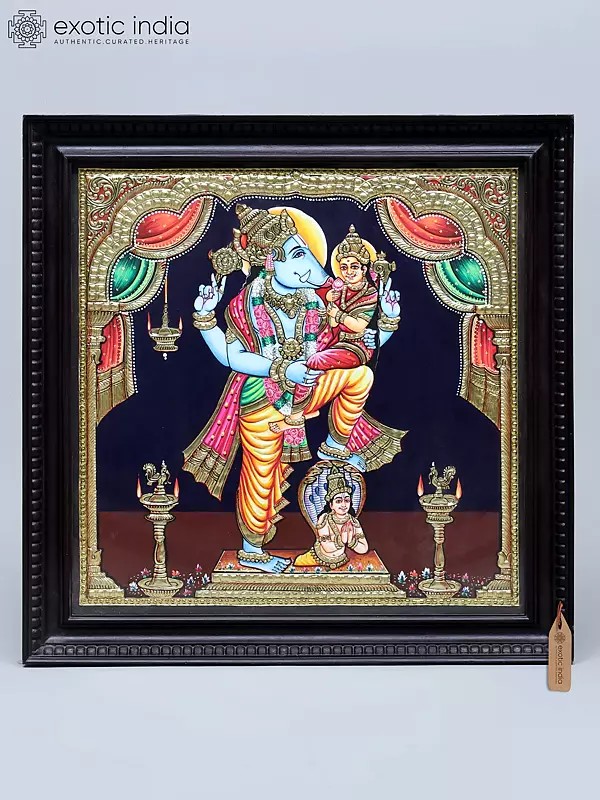 Lord Vishnu As Varaha Avatar With Goddess Lakshmi | Tanjore Painting With Frame