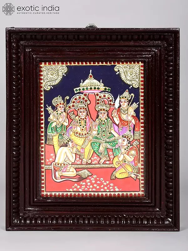 Shri Rama Darbar | Framed Tanjore Painting