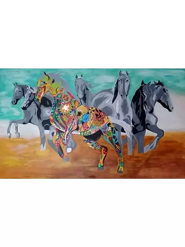 Horse Race | Acrylic on Canvas | by Inderjeet