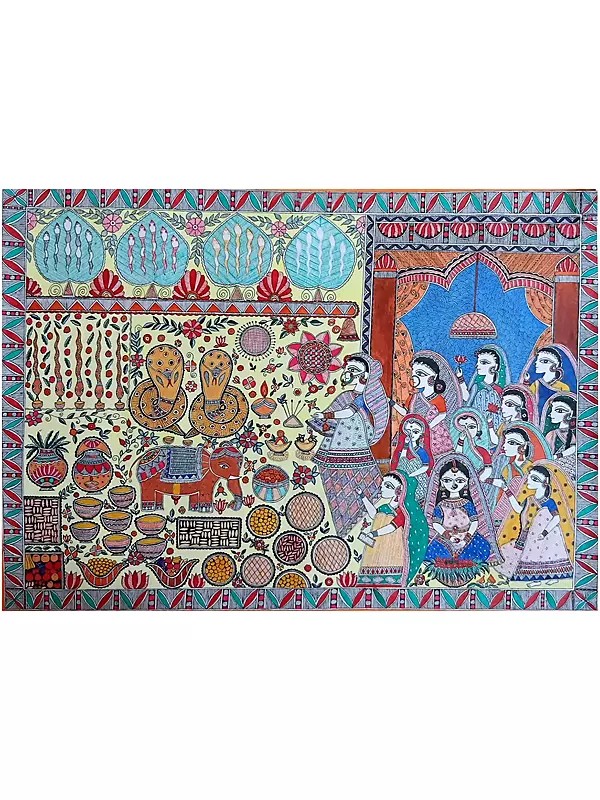 Goddess Parvati and Lord Shiva | Acrylic on Handmade Paper | by Pallavi