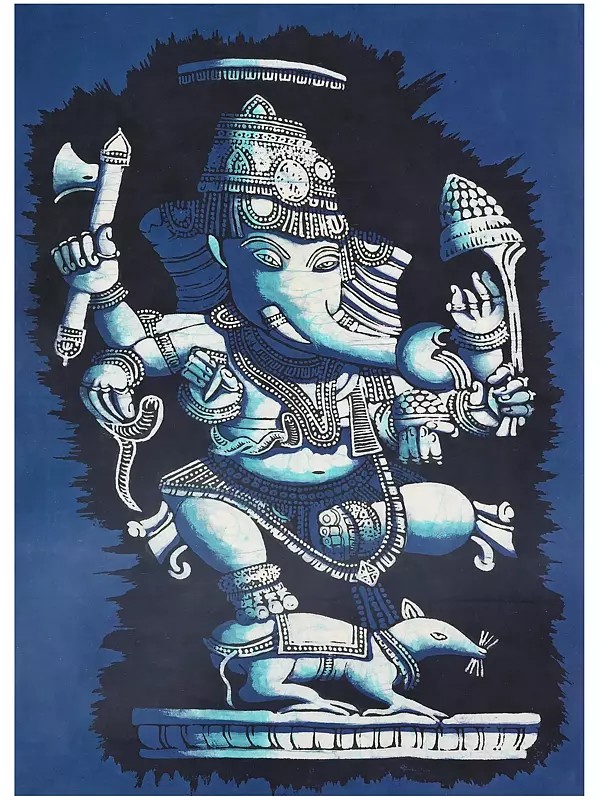 Lord Ganesha on Mushak | Batik Painting