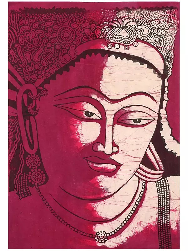 Divine Calm: Buddha Face Batik Painting