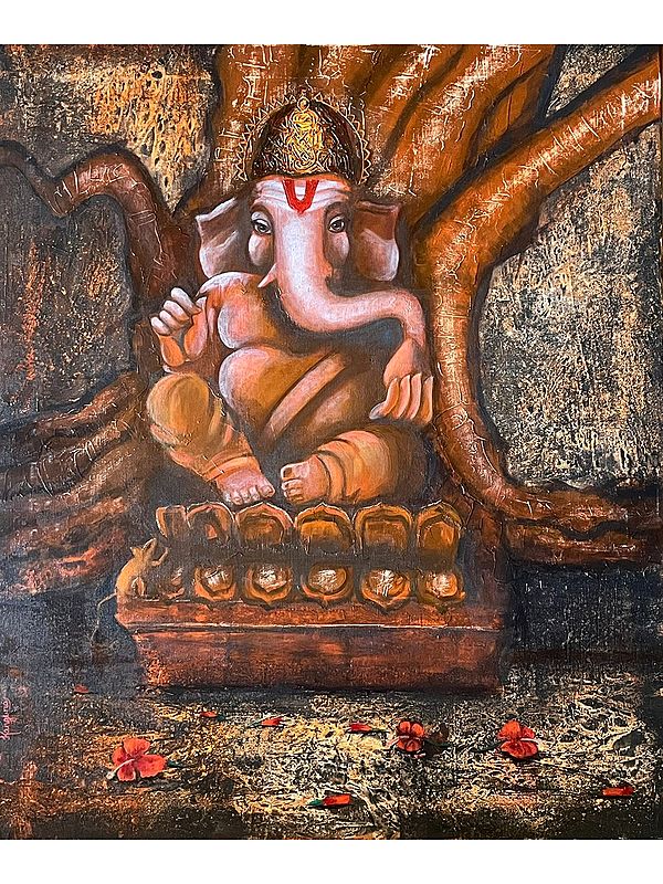 Seated Lord Ganesha | Acrylic on Canvas | Painting by Kangana Vohra