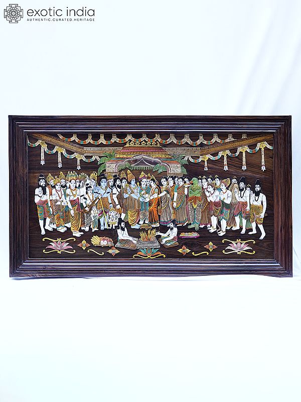 54" Marriage View - Srinivasa Kalyanam | Rosewood 3D Panel with Inlay Work