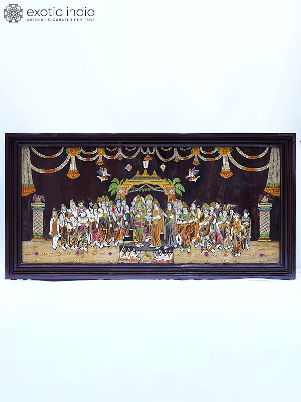 73" God And Goddess in Srinivasa Kalyanam | Rosewood 3D Panel with Inlay Work
