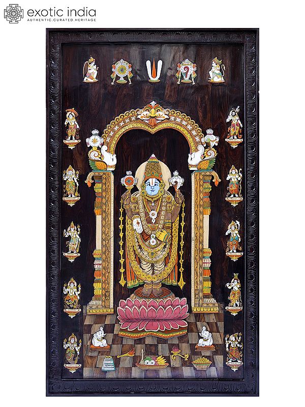 85" Lord Venkateswara Balaji with Dashavatar | Rosewood 3D Panel with Inlay Work