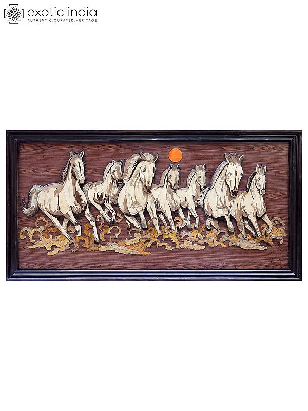 96" Seven Steeds of the Sun | Rosewood 3D Panel with Inlay Work