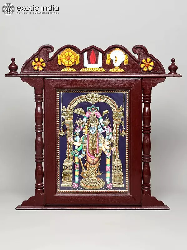 All Ten Avatars in One God (Dashavatara) | Temple Design Framed Tanjore Painting with 24 Karat Gold Work