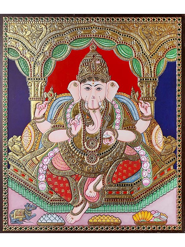 Lord Ganesha - Vighnaharta | Poster color and 22 Carat Gold Foil Work | Painting By Shagun Sengar Shaha