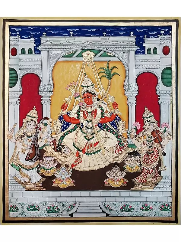 Lalitha Amma | Watercolor and 22 Carat Gold Leaf Work | Painting By Shagun Sengar Shaha