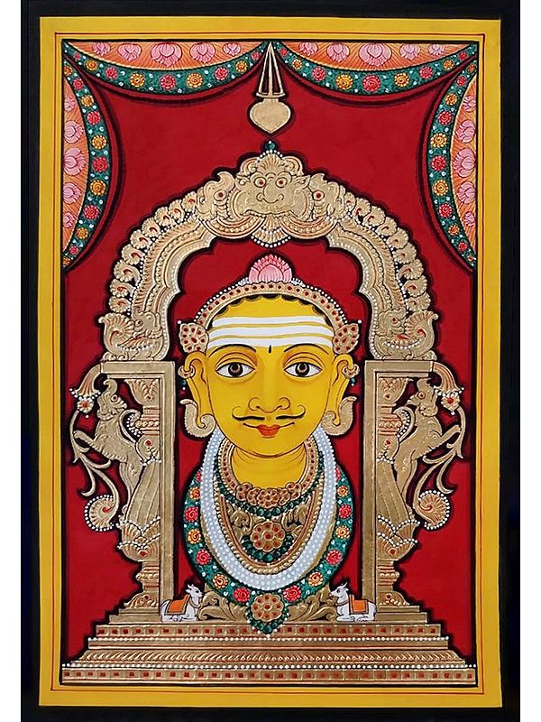 Shiva with Prabhavali | Watercolor and 22 Carat Gold Leaf Work | Painting By Shagun Sengar Shaha
