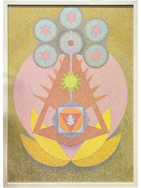 Pointillist Star Mandala | Without Frame | Acrylic on Canvas | Painting by Padmanabh Bendre