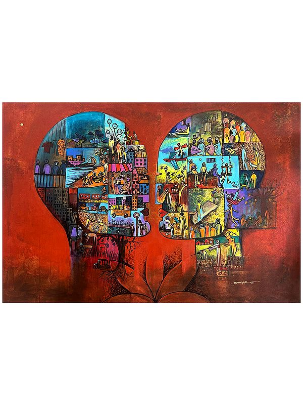 Couple Bonding | Acrylic on Canvas | Painting by Arundhati Pise