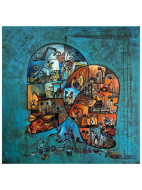 The Architecture of Shared Memory | Acrylic on Canvas | Painting by Arundhati Pise