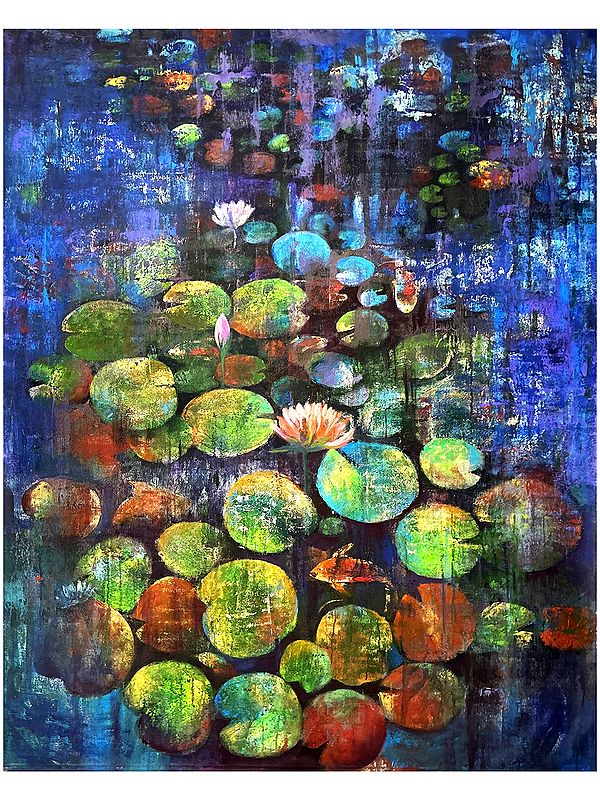 The Blooming of Water Lily | Acrylic on Canvas | Painting by Arundhati Pise