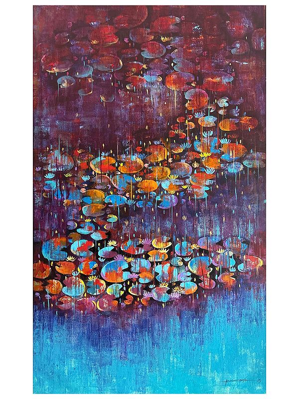 Celestial Water Lily | Acrylic on Canvas | Painting by Arundhati Pise