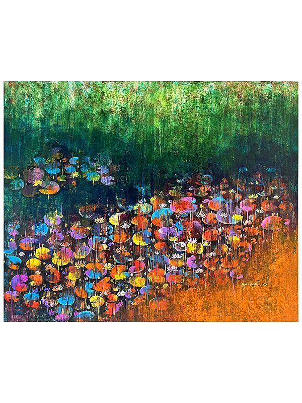 Water Lily Meditations | Acrylic on Canvas | Painting by Arundhati Pise