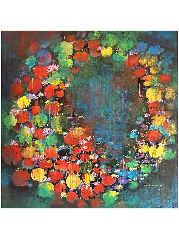 The Serenity of Water Lily | Acrylic on Canvas | Painting by Arundhati Pise