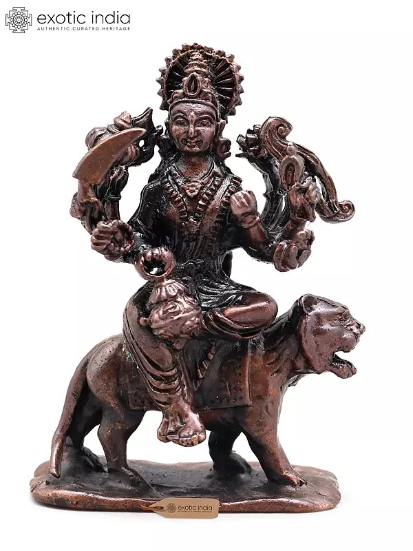 2" Small Goddes Durga (Sherawali Maa) | Copper Statue