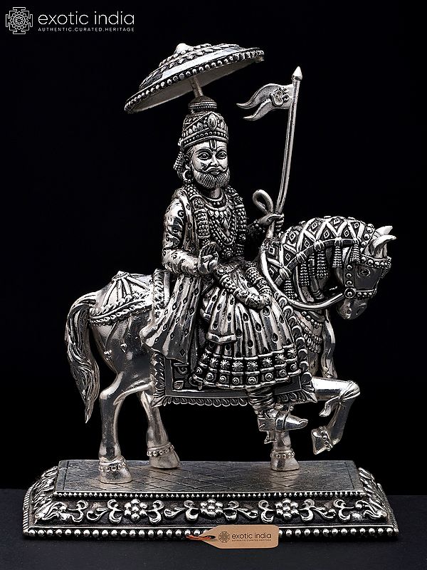 6" Small Superfine Baba Ramdev Pir | Silver Plated Brass Statue