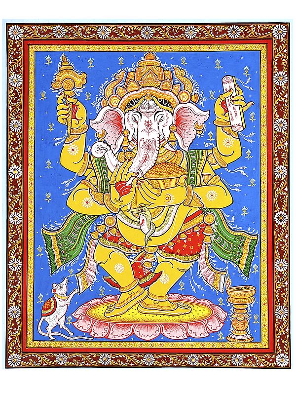 Dancing Lord Ganesha | Pattachitra Painting From Odisha