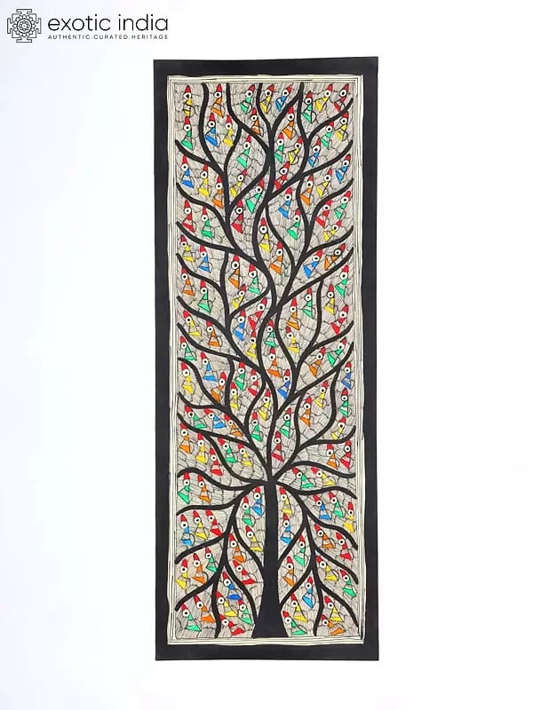 28" Tree of Life with Full of Birds | Madhubani Painting